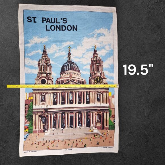 Vintage St. Paul’s Cathedral London Linen Wall Hanging 21"x19.5" Lamont Irish - Picture 7 of 7